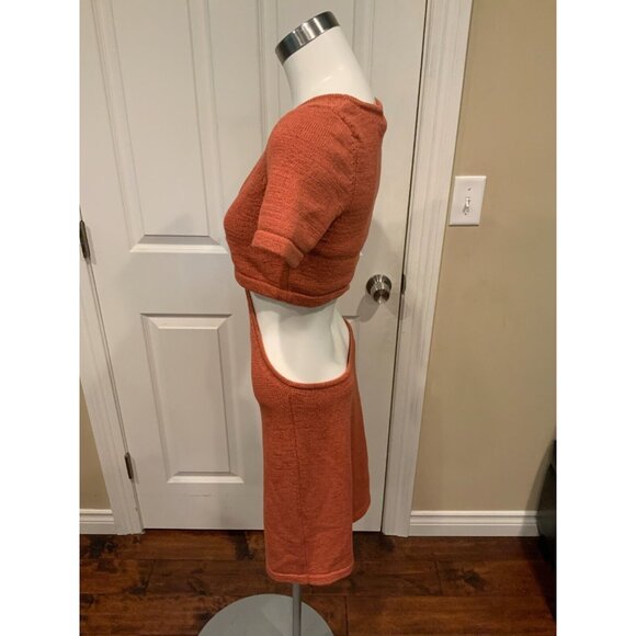 𝅺NWT Cult Gaia "Billie" Orange Knit Cutout Cap Sleeve Mini Dress Size Large - Picture 8 of 10